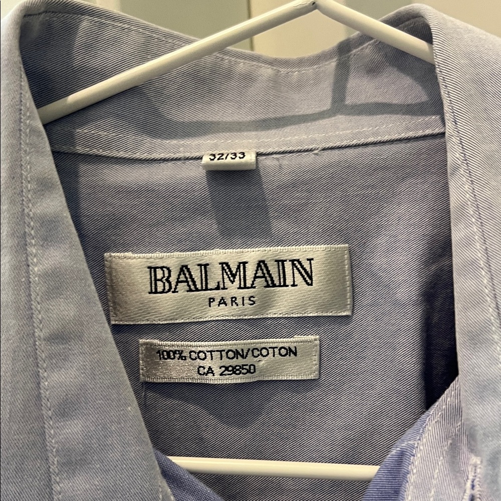 Balmain Light Blue Cotton Shirt